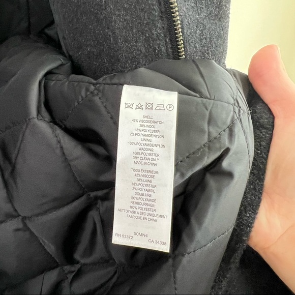 French Connection Wool Blend Gray Longline Mid Length Winter Jacket Small - Picture 12 of 15